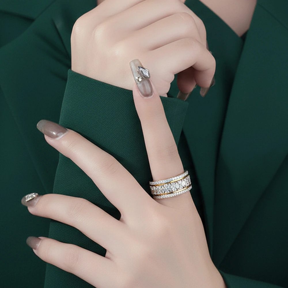 Diamond Crescent Shine Ring