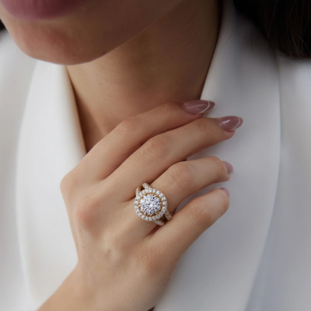Diamond Snowflake Halo Earrings